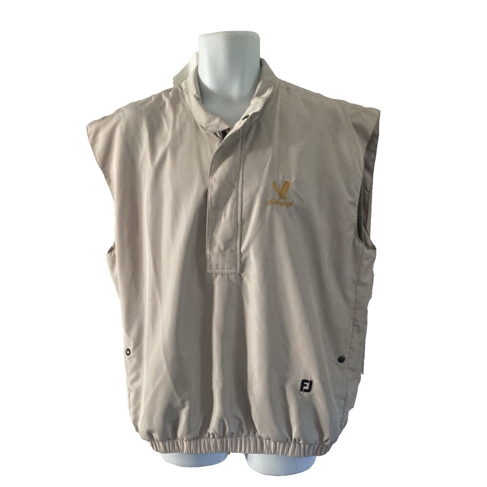 FootJoy DryJoys Vest Mens Medium Beige Pullover Golf Jacket Vest 1/4 Zip